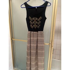Studio Y Coachella Festival, ￼ black, gold sequin maxi dress extra small s xs